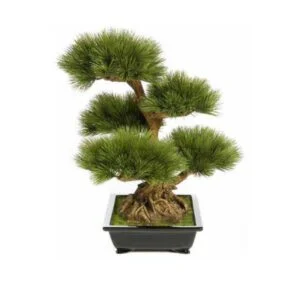 Bonsái Pinus artificial - Hojas frondosas y tronco elegante - 60 cm
