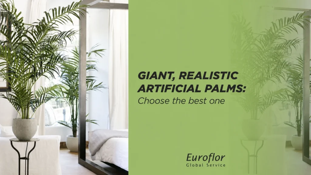 Large artificial palm trees in an interior space